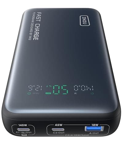 INIU 140W Power Bank, 25000mAh High Capacity Portable Charger, USB C in&Out, Smart Display.