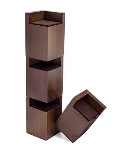 Prime Woodcraft Square Bed Risers - 4 Inch Height, 4 Risers - Larger and Bulkier 4 inch Heavy Duty Square Bed Riser - Table, Couch, Furniture and Bed Frame Riser for Extra Space Storage and Cleaning