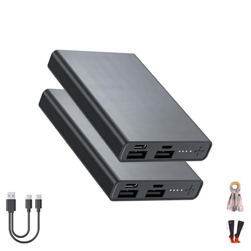 2PCS Heated Socks/Scarf Battery Pack 5000mAh– USB-C & USB-A 2 Outputs Small 5V 2A Power Bank for Electric Heating Scarves (MuroMucci/NABEKE/Genovega) Socks (Crbsuk, VICEPLUS, AQveriG, WASOTO)/Vests