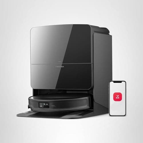 roborock Saros 10R Robot Vacuum and Mop, 22,000 Pa Suction, Zero-Tangling, 3.14’’ Ultra Slim, FlexiArm Riser Technology for Carpet & Floor, Corner & Edge Cleaning, Self-Emptying, Hot Air Drying, Black 10