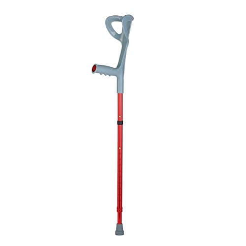 Lightweight Foldable Forearm Crutch, Aluminum Walking Stick,Height Adjustable, Ergonomic Handle with Comfortable Grip 2ZG-0IGM (Red)