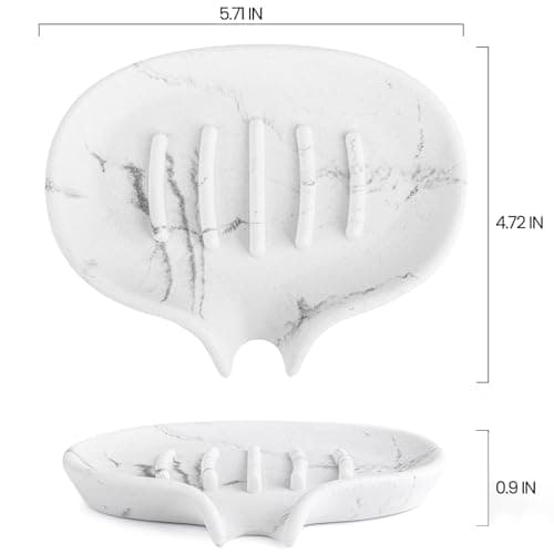 AUGFRYZIAN Self Draining Soap Dish for Shower and Bathroom Sink - Large Marble Resin Soap Holder with Drain, Non Slip Soap Tray for Bar Soap, Kitchen & Bathroom Counter 6