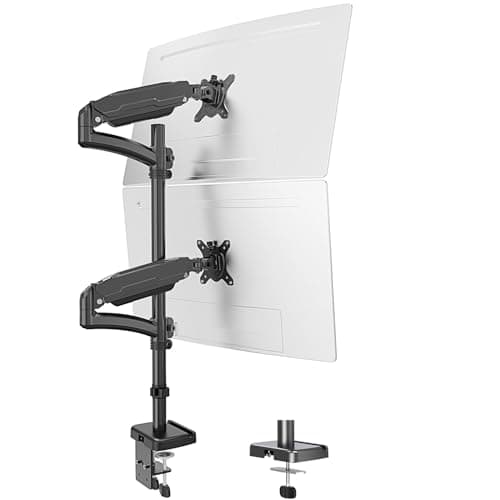 MOUNT PRO Vertical Dual Monitor Mount, Stacked Monitor Stand for 2 Computer Screens up to 32 inches, Fully Adjustable Full Motion Display Desk Mount, Each Arm Holds up to 17.6lbs, VESA Mount