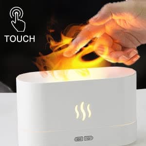 ZWMBYN Flame Air Diffuser Aromatherapy Air Humidifier, 180ml Cool Mist Mini Humidifier Desktop Air Aroma Diffuser, Auto-Off Safety Switch Noiseless Aroma Diffuser for Home Office White 6