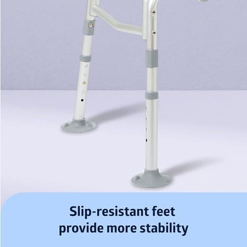 Medline Padded Transfer Bench for Bathtub and Shower, Height Adjustable, Slip-Resistant Legs, Rust-Resistant, Side Arm & Back Rest for Extra Support, 400 lb. Weight Capacity, Tool-Free Assembly 5