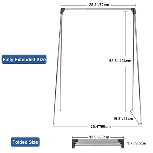 ANLEBUY Portable Garment Rack, Folding Clothes Rack, Collapsible Clothing Rack for Dance, Travel, Camping, Laundry, Indoor, Outdoor, Drying, RV, Mini Compact Racks Black + 3 Foldable Clothes Hangers 6