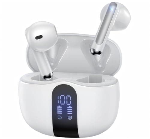 Wireless Earbuds, Bluetooth 5.4 Headphones HiFi Stereo with 4 HD Mic, 50H Playtime Bluetooth Earbuds with LED Display, IPX7 Waterproof Wireless Earphones, Touch Control Ear Buds,USB-C Brightening