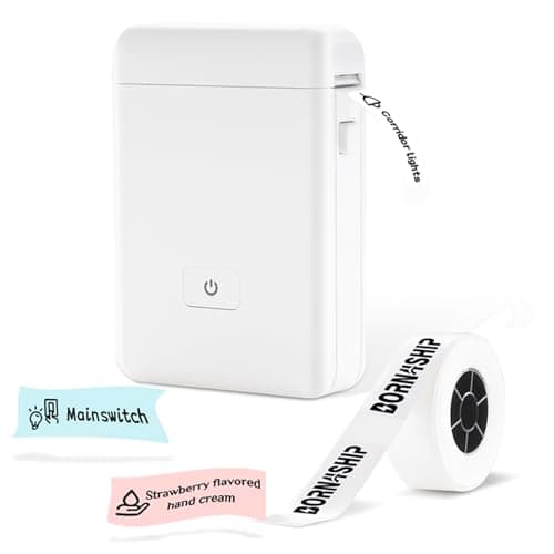 Bluetooth Label Maker Machine with Tape - HP2-S Portbale Label Printer, Wireless, Inkless & Rechargeable, Mini Label Printer with Multiple Templates for Organizing Storage Office Home, White
