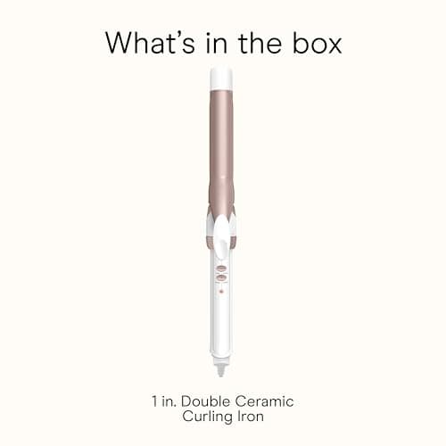 Conair Double Ceramic 1-Inch Curling Iron, 1-Inch Barrel Creates Classic Curls, Hair Curler for Use on Short, Medium, & Long Hair, White/Rose Gold 10