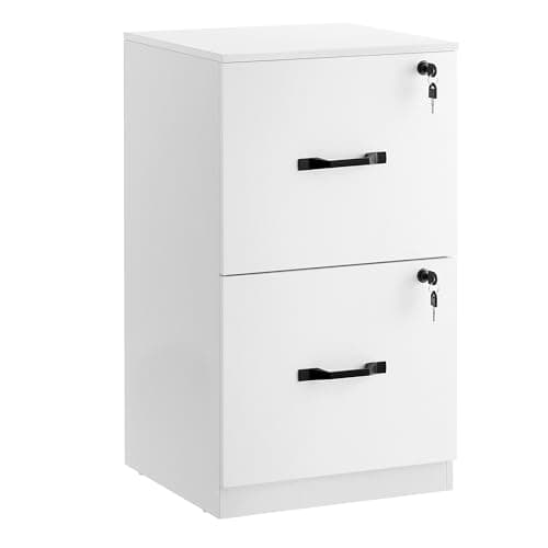 VASAGLE 2 Drawers File Cabinet with Lock, Printer Stand, Office Filing Cabinet Organizer, for A4 and Letter Size Documents, Cloud White UOFC061W14 7