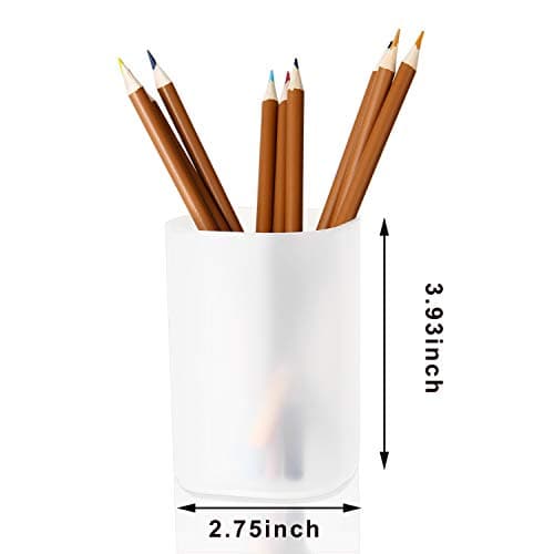 Marbrasse Desk Organizer - 6Pcs Pen Holder Cup Storage,Pen Organizer Stationery Caddy for Office, School, Home Supplies Translucent White 6