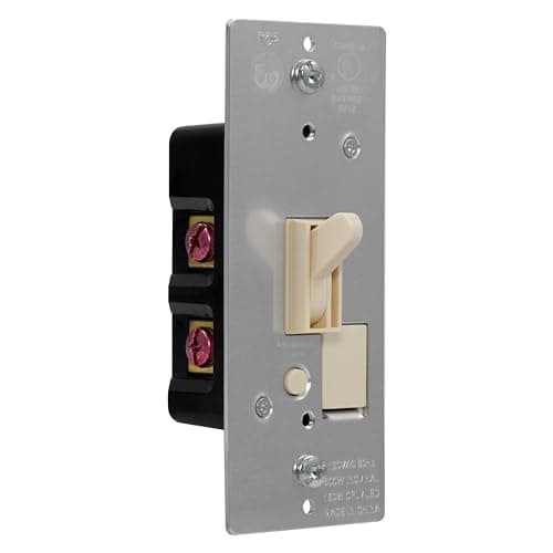 GE Single Pole Dimmer Toggle Switch, On/Off/Dim Settings, for Dimmable LED, CFL and Incandescent Bulbs, DIY Project, UL Listed, Light Almond, 18053