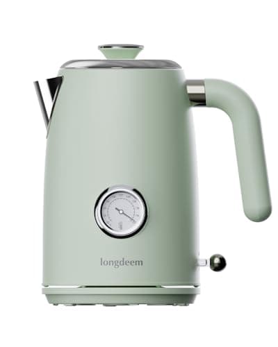 LONGDEEM 1L Small Electric Kettles Stainless Steel, Portable Travel Mini Hot Water Boiler Heater, Cool Touch Teapot, Auto Shut-Off & Boil-Dry Protection for Cooking, Business Trip and More, Green