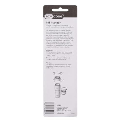 Ezy Dose Weekly (7-Day) Daily Stackable Pill Case, Medicine Planner, Vitamin Organizer Box, Medium Detachable Compartments, Easy to Use, Rainbow Colors, BPA Free 8