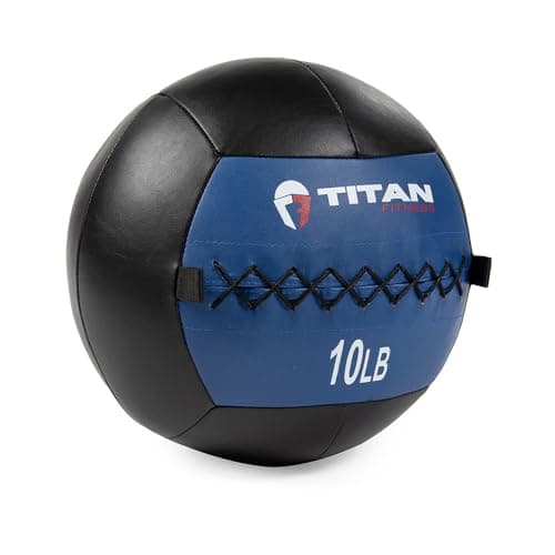Titan Fitness 10 LB Soft Leather Medicine Wall Ball, Blue Color-Coded Weighted Wall Ball, Full Body Dynamic Exercise Med Ball, Core Fitness, Strength Training, Exercise Conditioning