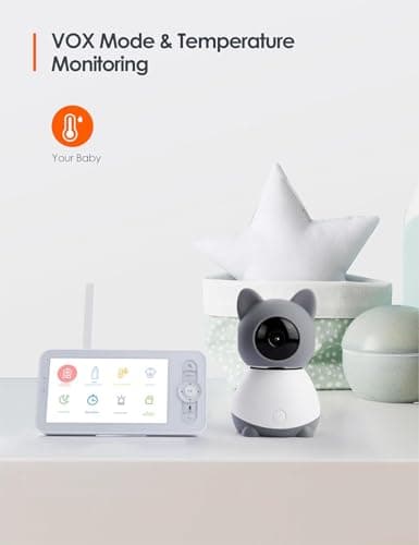 Yeluor 2K Baby Monitor, Baby Monitor with Camera and Audio, 5" Color Display, Infrared Night Vision, 2-Way Talk, Temperature & Sound Alarm, Cry & Motion Detection, Free Phone App 6