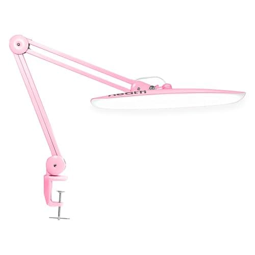 Neatfi XL 2200 Lumens 24W LED Desk Lamp with Clamp - Shadow-Free Task Lighting | 4-Level Dimming | Home Office & Crafts Use | 20-Inch Wide Head (Non-CCT, Pink)