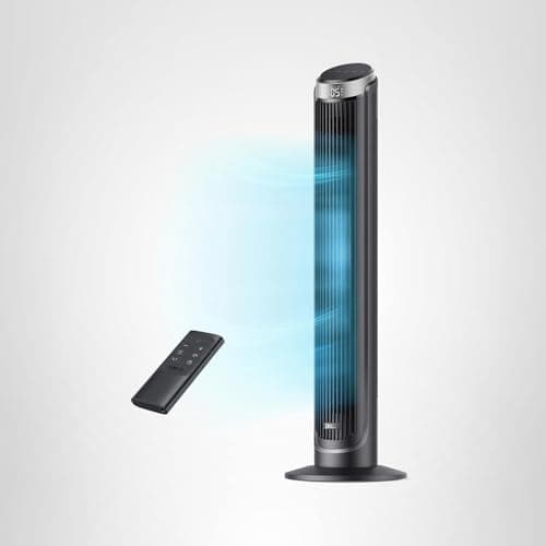 Dreo Tower Fan for Bedroom, 90° Oscillating Fans that Blow Cold Air, 5 Speeds, 4 Modes with 26ft/s Velocity, 12H & 28dB Quiet Timer, Remote, Touch, 40" Standing Floor Fan for Home Office, Black 9