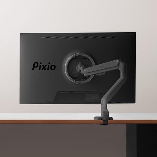 Pixio PS1S Wave Black Single Monitor Arm Stand Desk Mount - Fits up to 32 inches Monitors and up to 19.8lbs. VESA Compatibility and Integrated Cable Management 7