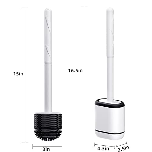 HESAIN Toilet Brush, 2 Pack Toilet Bowl Brushes and Holder Set, Silicone Toilet Brush with Ventilation Holder for Deep Cleaning, Toilet Bowl Cleaners Cleaning Supplies for Bathroom 6