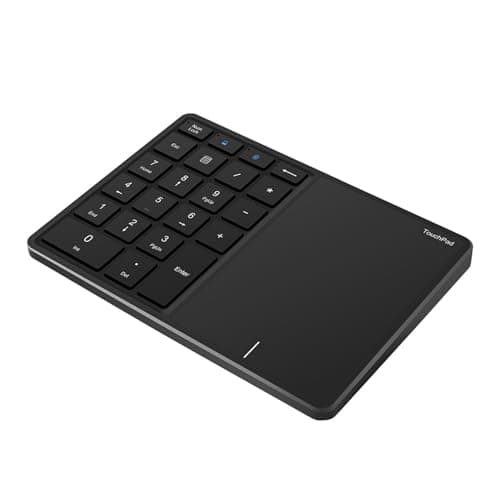 Sanpyl Numeric Keypad, 2 in 1 22 Keys 2.4G Touchpad Bluetooth 4.2 Number Pad, Type C Charging 500mAh Financial Accounting Keyboard, for Laptop, PC, Desktop(Black)