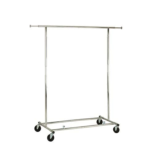 Honey-Can-Do Collapsible Expandable Rolling Garment Rack, Chrome GAR-01304 Chrome 40 lbs