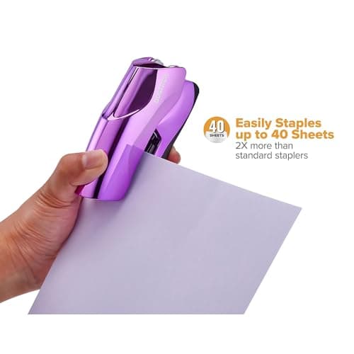 Bostitch Office Heavy Duty Stapler, 40 Sheet Capacity, No Jam, Half Strip, Fits into the Palm of Your Hand, For Classroom, Office or Desk, Metallic Purple 7