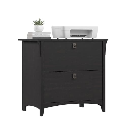 Bush Home Salinas 2 Drawer Lateral File Cabinet in Vintage Black, Home Office Storage Solution, Organizer with Drawers for Workspace, Filing Unit