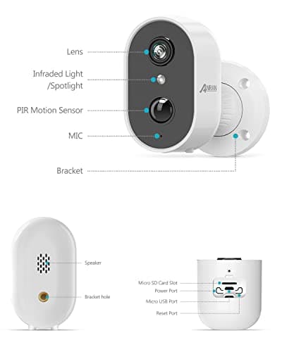 ANRAN Security Cameras Wireless Outdoor,2K 3MP Battery Powered Indoor Home Security Camera with AI Motion Detection & Color Night Vision,2-Way Talk Spotlight Siren Alarm, Work with Alexa,Waterproof 8