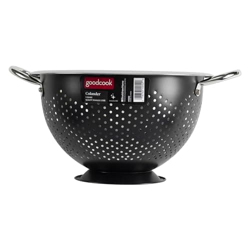 GoodCook Gourmet Colander, 5qt capacity, Stainless Steel with Handles and Elevated Pedestal Foot, Bold Black 6