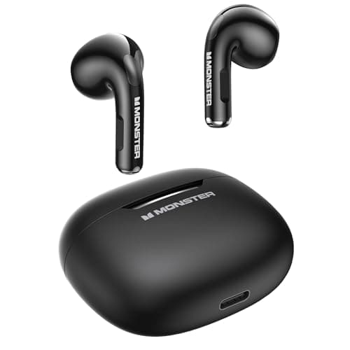 Monster N-Lite 208 Wireless Earbuds, Bluetooth Earbuds Touch Control, Bluetooth Headphones with 30H Playtime, Wireless Headphones Type-C Fast Charging, Clear Call, Comfortable Fit for Running