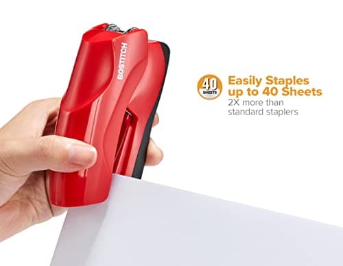 Bostitch Office Heavy Duty 40 Sheet with 1250 Staples and Staple Remover, No Jam Desktop Stapler, School Bulletin Boards, Office & Classroom, Red (B175-RED-VP) 6