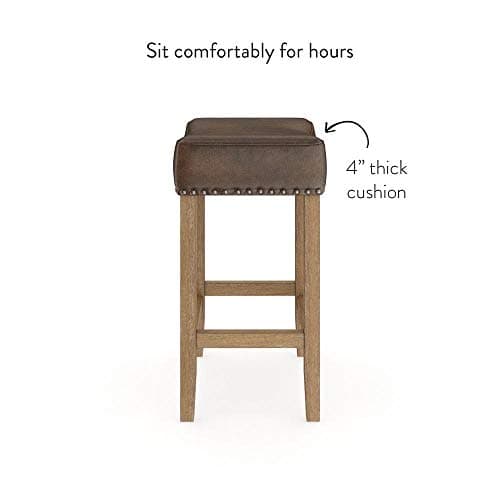 Nathan James Hylie Nailhead Wood Pub-Height Kitchen Counter Bar Stool 24", Dark Brown/Light Brown 8