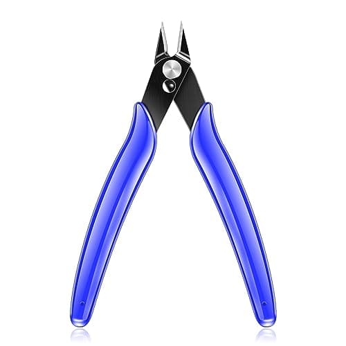 NICE-POWER Wire Cutters, 5 Inch Professional Pliers Cutter Electronic Flush Wire Cutter Carbon Steel Cutting Nippers for Electrical Jewelry making,Floral art scissors(Blue)
