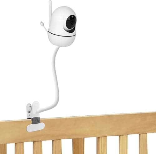 Flexible Baby Monitor Clip Clamp Mount Compatible with HelloBaby HB6550/HB65/HB66/HB248,ANMEATE SM935E,iFamily 43E,Kidsneed SM935, Hellobaby Camera Mount Without Tools or Wall Damage
