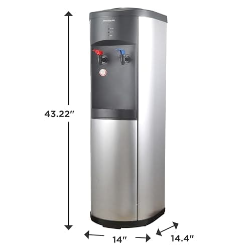 Frigidaire Water Cooler Dispenser, Top Load Water Cooler for Home, Garage, Dorm, RV & Cottage, Hot & Cold Water Dispenser for 3 and 5 Gallon Bottles, Stainless Steel 5