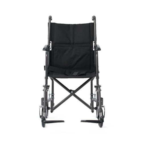 Black Hammertone Transport Chair, 19inch Seat, 300lbs Weight Capacity, Lightweight 4