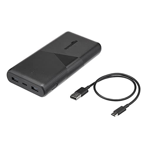 Amazon Basics Ultra-Portable Fast Charging Power Bank Battery, USB-C, 20100mAh with 18W PD and two 12W USB-A Ports for iPhone, Samsung, iPad, and more, Black 3