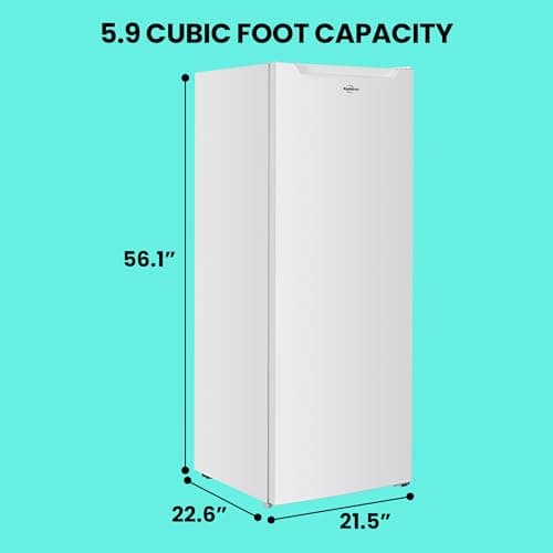 Koolatron Compact Upright Freezer, 5.3 cu ft (150L), White, Manual Defrost Design, Space-Saving Flat Back, Reversible Door, for Home, Apartment, Condo, Cottage 6