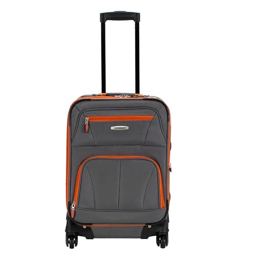 Rockland Pasadena Softside Spinner Wheel Luggage, Charcoal, Carry-On 20-Inch, F2281-CHARCOAL