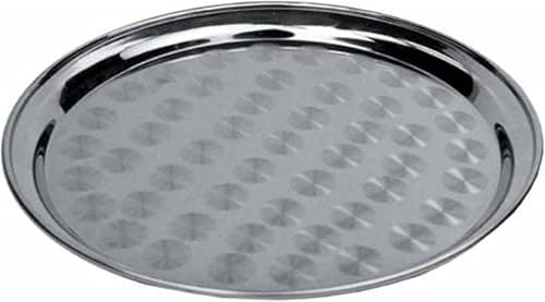Winco 16" Service Tray, Round, S/S, Swirl Pattern