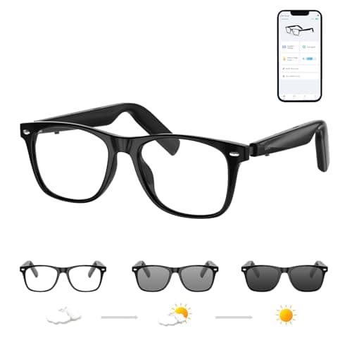 GetD AI Glasses for Men & Women, Smart Glasses Powered by ChatGPT, AI Real-time Translation with 145 Languages, 11H Music Play, Bluetooth Glasses with Photochromic Lens for Daily Use (Size Average)
