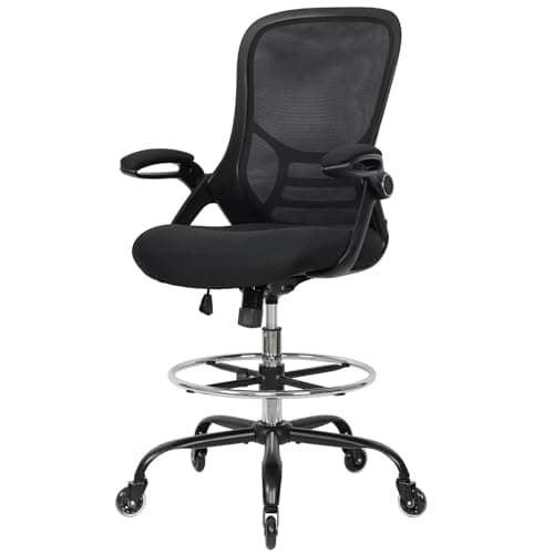 HYLONE Drafting Chair Adjustable, Tall Office Chair Lumbar Support Ergonomic Standing Desk Chair Heavy Duty Tall Drafting Stool for Artists with Footrest Home Office Drafting Stool 8