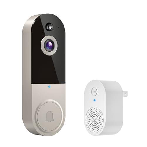 BoomChill 1080p Wireless Video Doorbell Camera, AI Human Detection, 2-Way Talk, Live View, Night Vision, Cloud Storage, 2.4G WiFi Only, Battery Powered, Indoor Outdoor Surveillance (Linen)