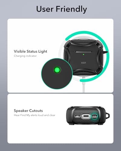 ESR for AirPods 4 Case, Compatible with AirPods 4th Generation Case (2024), Compatible with MagSafe, Powerful Drop Protection, Magnetic Lid, Cyber Series, Black 9