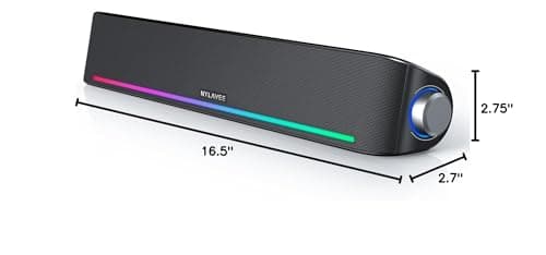 Computer Speakers, Hi-Fi Sound Quality Computer Sound Bar, Bluetooth 5.0 & 3.5mm Wired PC Speakers with 4 Dynamic Lighting Modes, USB Powered Speakers for PC, Desktop, Laptops, Phones, Monitors, Xbox 6