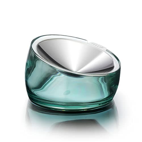 Felli Oblik Elevated Cat Bowl Removable Stainless Steel Wide Dish for Dry Wet Food Feeding & Dishwasher Clean, Slanted Whisker Fatigue Friendly Metal Plate (Classic, 0.5 Cups Shallow Dish)