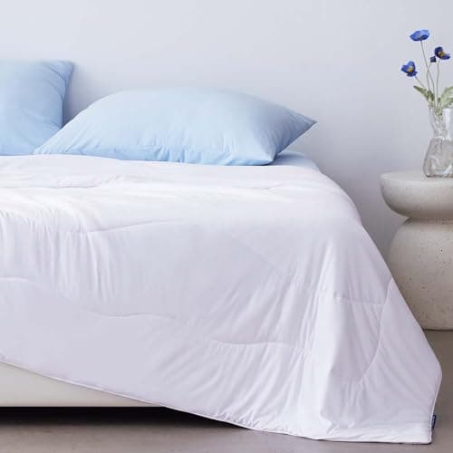 BEDELITE Cooling Comforter Queen Size,Double Side Cooling Blankets for Hot Sleepers,Lightweight & Breathable Summer Comforter Queen Size，Bright White,88x88 Inches 5