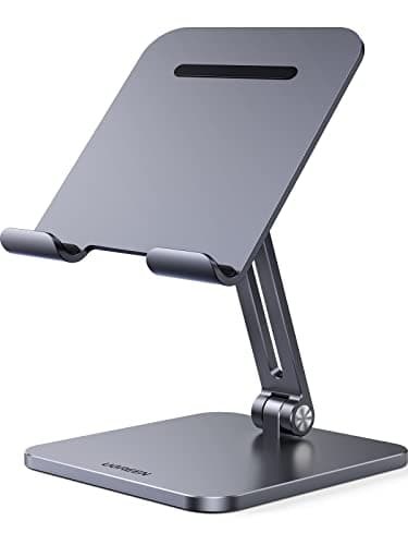 UGREEN Tablet Stand Compatible for iPad Desk Stand Holder Adjustable Aluminum Thicker Base Compatible with iPad Pro Air Mini 13 12.9 11 Inch Home Office Desk Accessories Grey