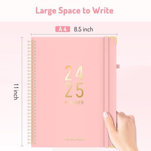 Forvencer 17 Month Academic Planner 2024-2025, Large 8.5" x 11", Weekly and Monthly Planner 2025, Aug 2024 - Dec 2025, Monthly Planner with Golden Corner Guards, Hardcover Agenda Book Planners with Colorful Tabs, College Student Teacher Planner 2024-2025, A4 (8.5" x 11") Large Planner, Pink 7